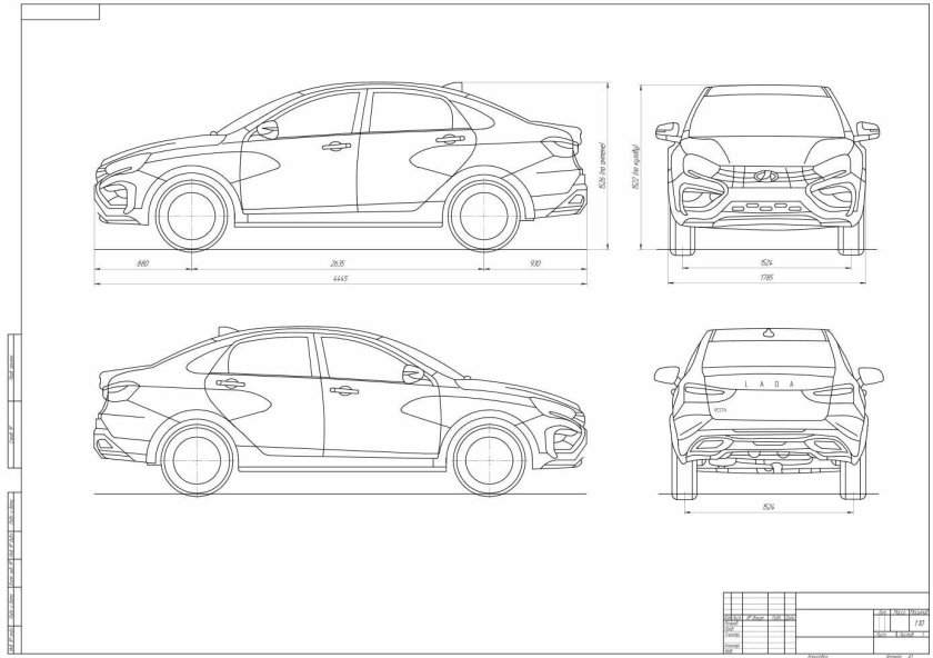Лада Веста чертеж кузова