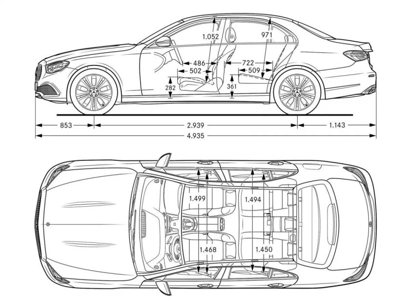 Мерседес Бенц е200 габариты