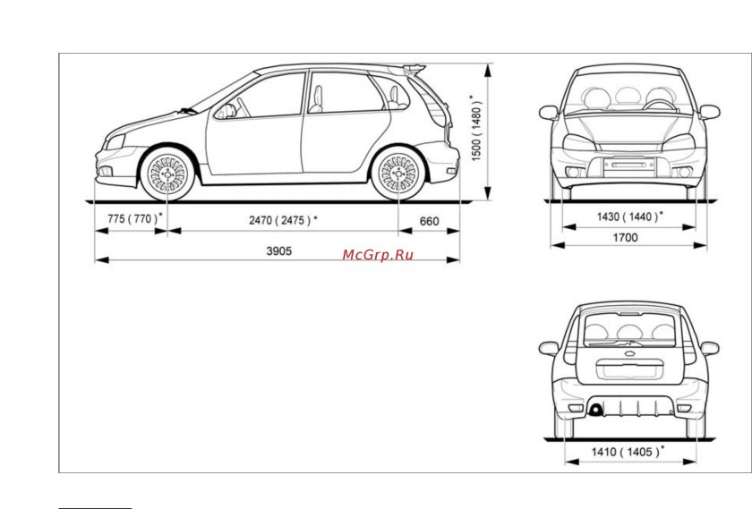 Габариты Лада Калина седан
