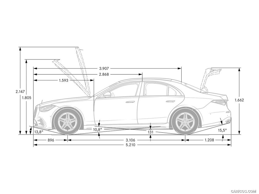 Габариты Мерседес s класса 222 Лонг