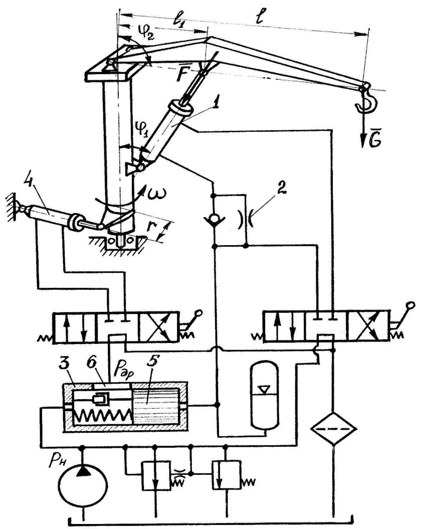 Принципиальная гидравлическая схема привода крана
