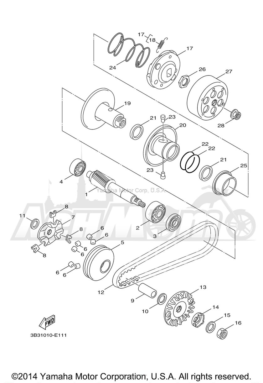 Схема двигателя Yamaha jog 3kj