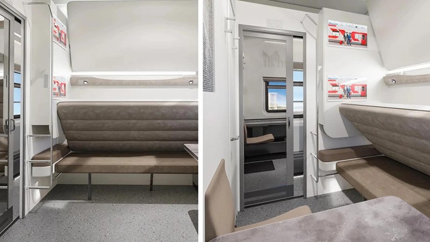 Двухэтажный вагон РЖД внутри
