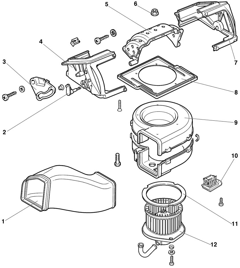 Система воздуховодов отопителя Шевроле Нива