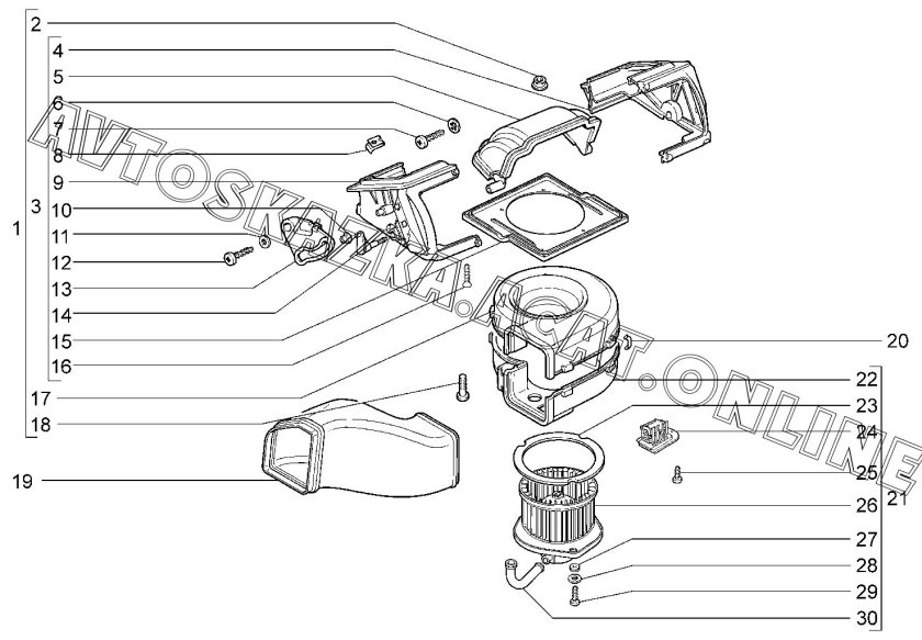 2123 Промежуточный воздуховод печки
