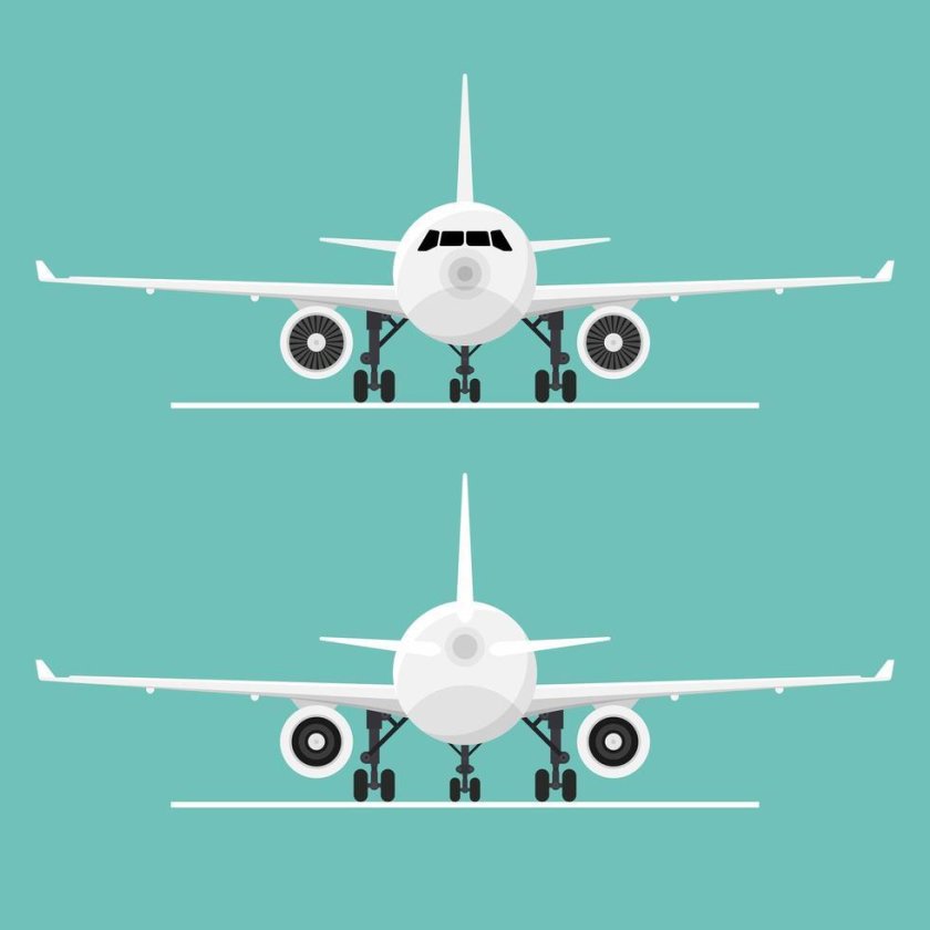 Самолет вид спереди вектор