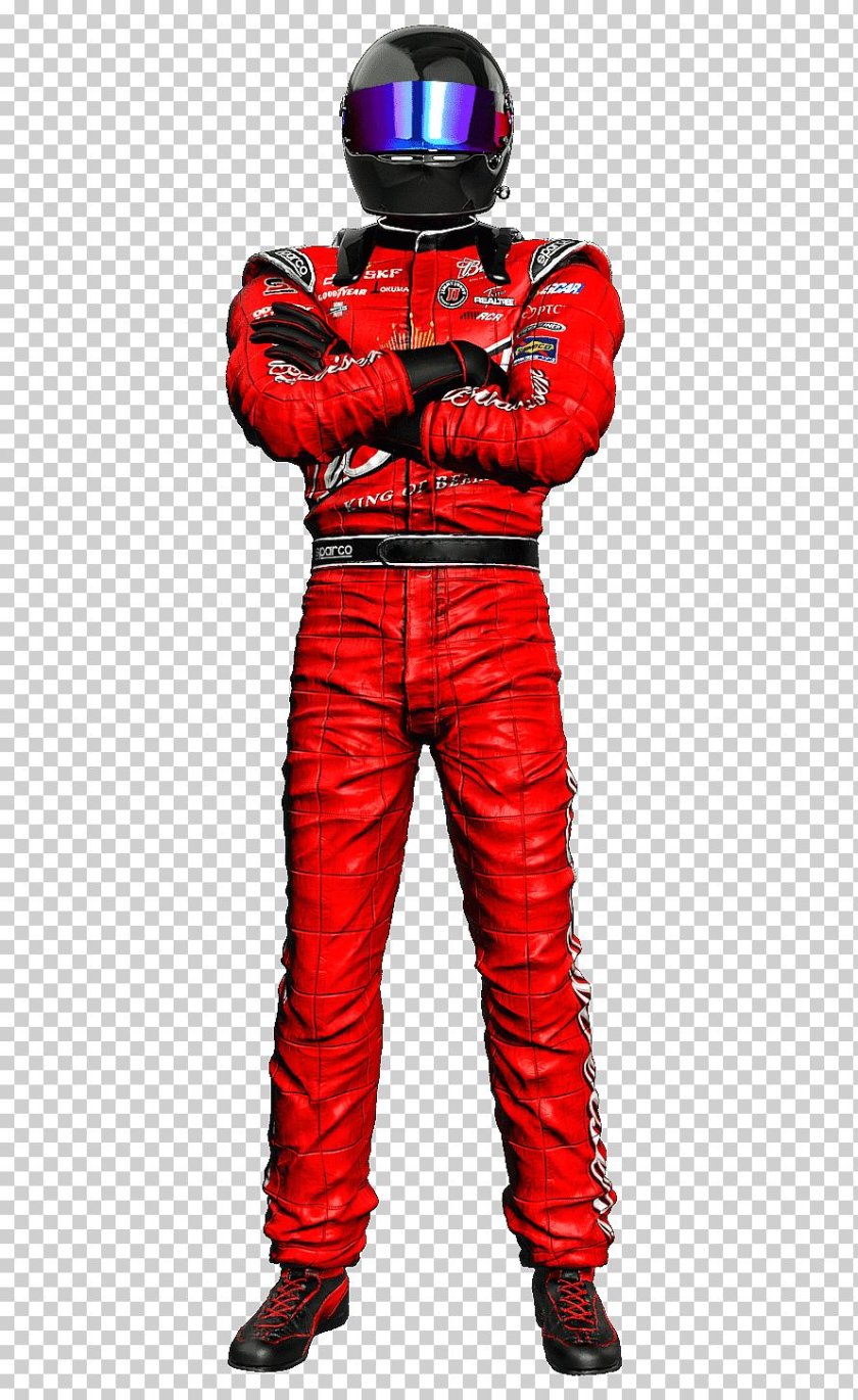 Автогонщик в шлеме в полный рост