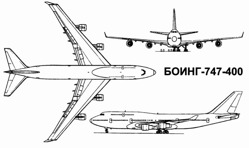 Чертеж самолета Боинг 747