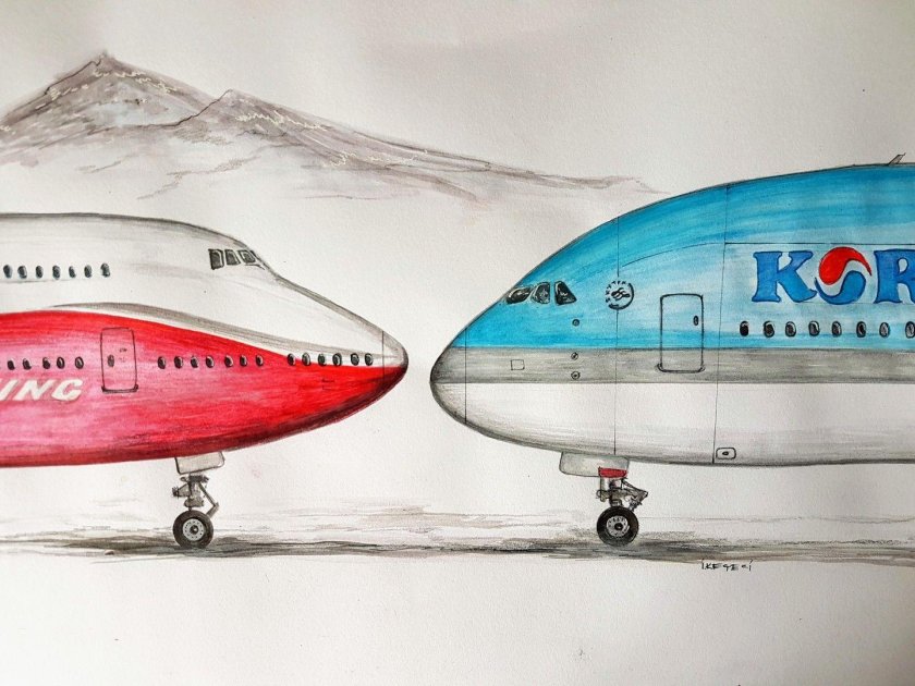 Рисунки самолета Боинг 747