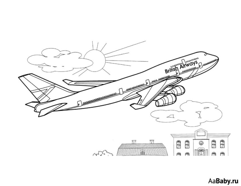 Раскраска самолет Boeing 747