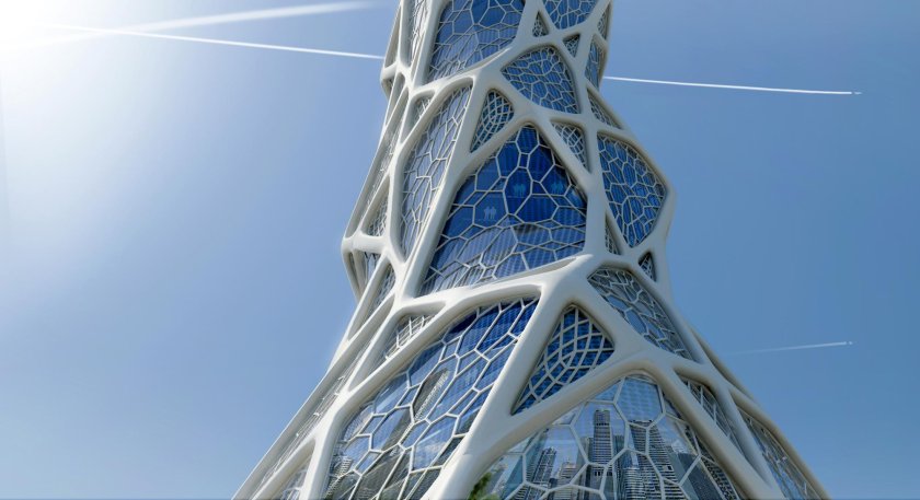 Бионическая башня лава Абу-Даби архитектура