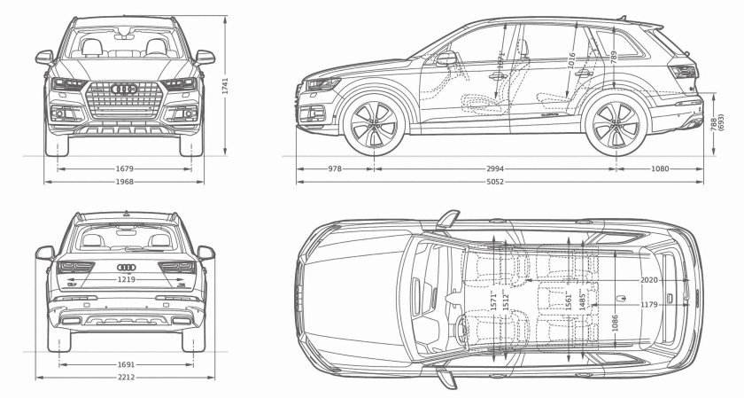 Габариты Ауди q7 2016