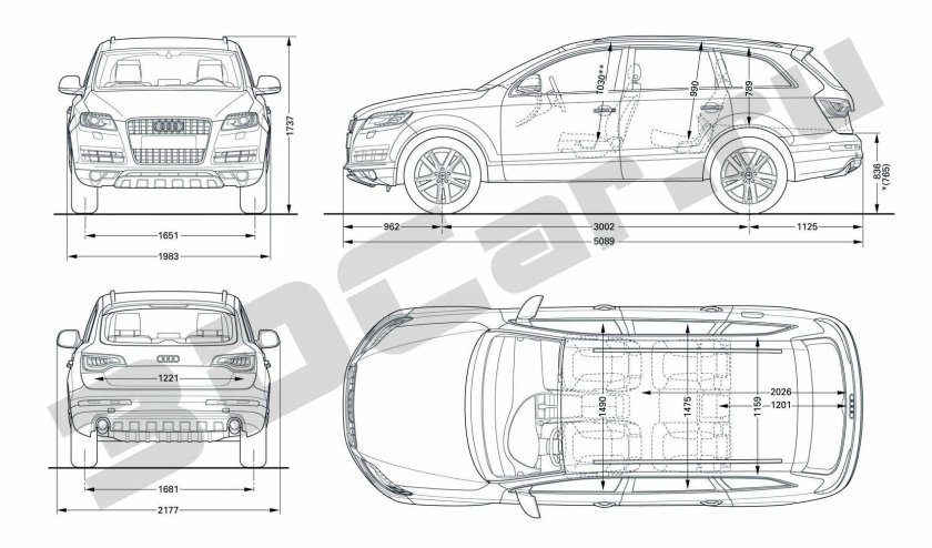 Ширина салона Audi q7