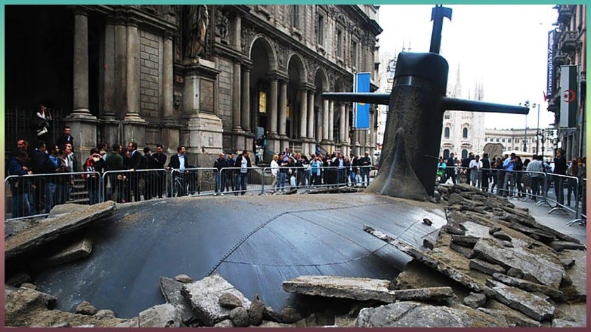 Подводная лодка всплыла в центре Милана