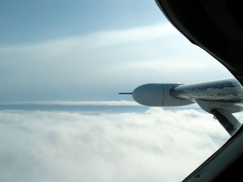 Самолет в небе закат