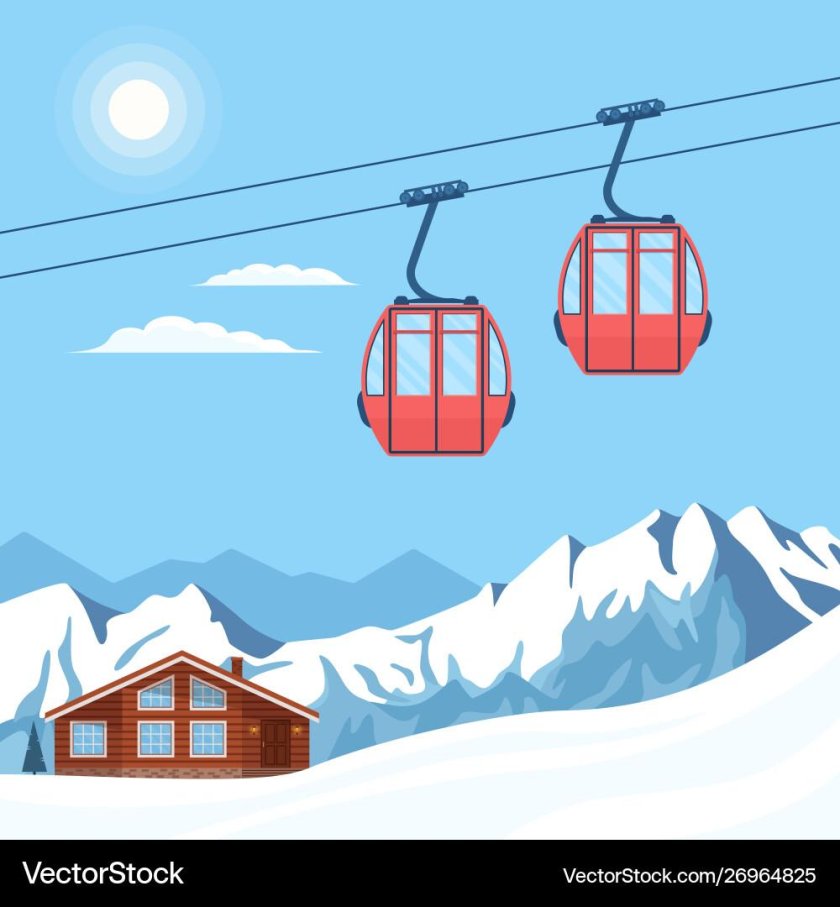 Подъемник горнолыжный вектор флат