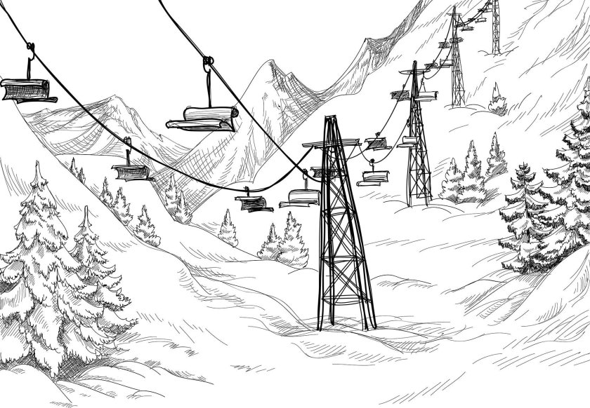 Горнолыжка рисунок