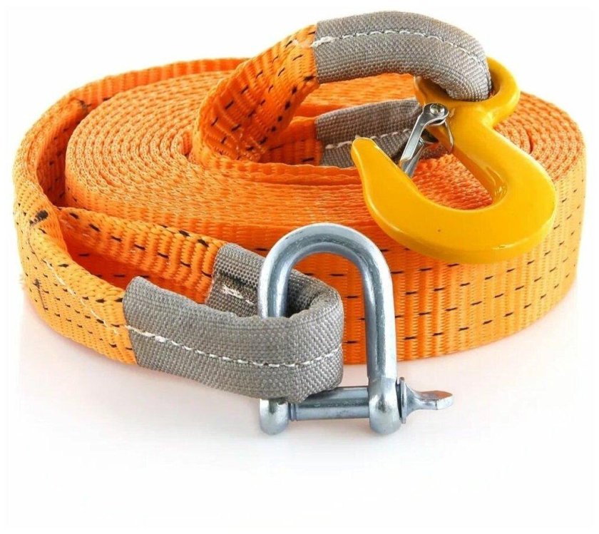 Трос буксировочный 10т 6м ленточный (крюк-скоба) АВТОДЕЛО