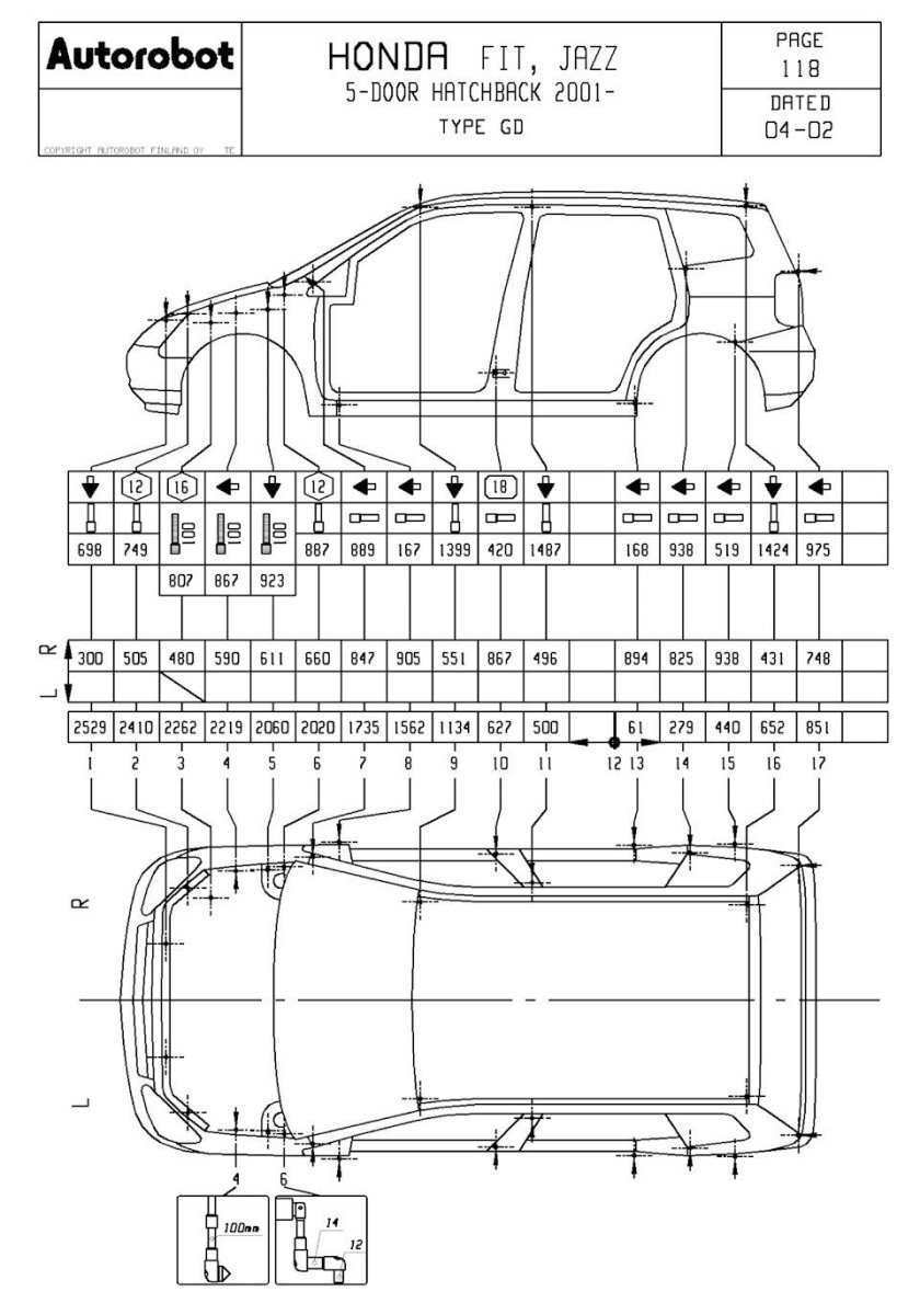 Honda CRV 2003 геометрия кузова