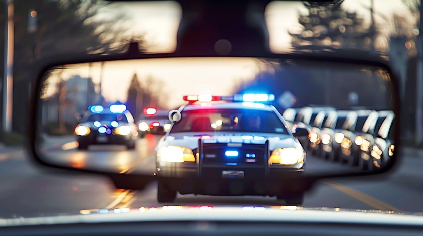 Полицейская машина преследует