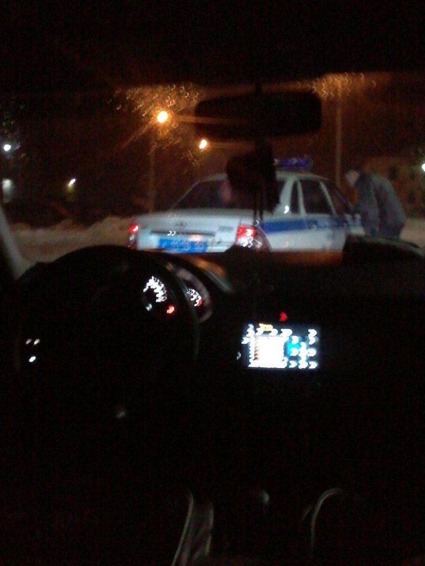Мигалки ДПС ночью Приора