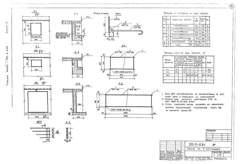 Армирование смотровой ямы чертеж