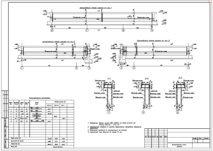 Армирование стен чертеж