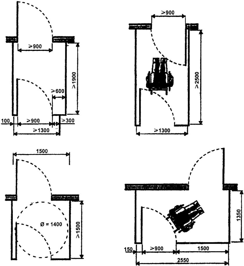 Ширина дверного проема для МГН В санузлах