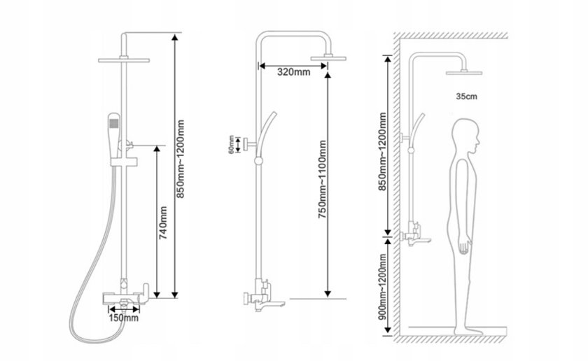 Душевая система Matrix настенная со смесителем SMF-723807/bz ретро