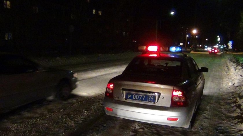 Мигалки ДПС ночью Приора