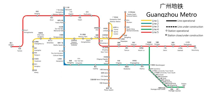 Схема метро гуанчжоу