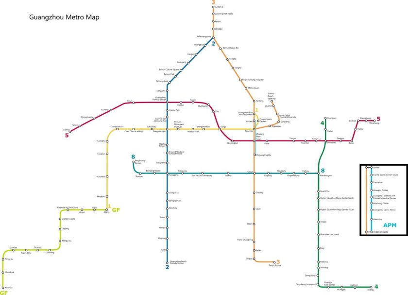 Карта метро Гуанчжоу 2023