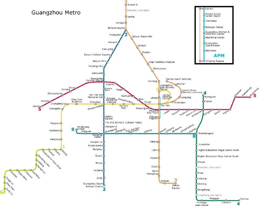 Схема метро Гуанчжоу 2023