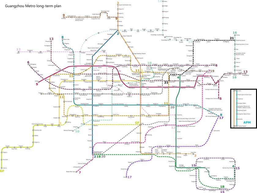 Карта метро Гуанчжоу 2022