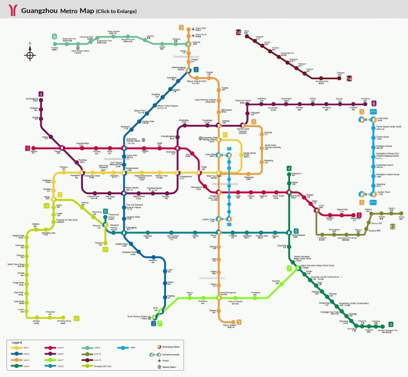 Карта метро гуанчжоу 2025