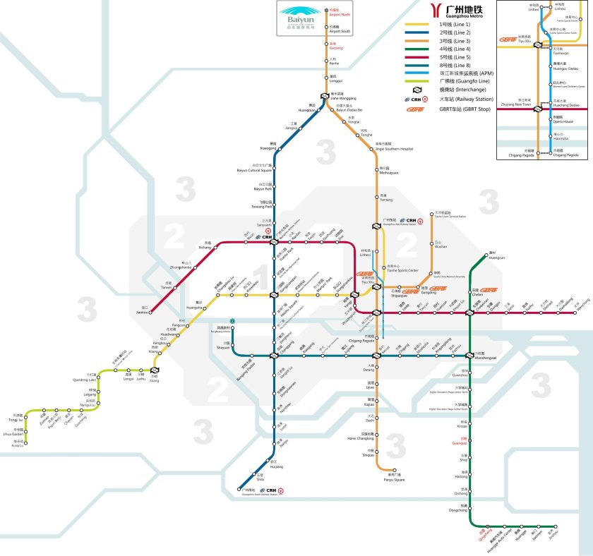 Схема метро Гуанчжоу 2023