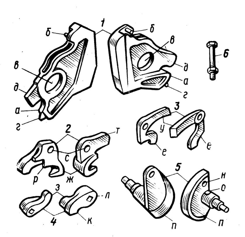 Детали механизма автосцепки са-3