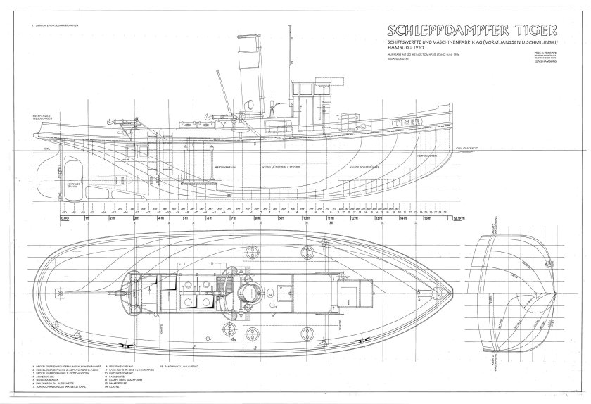 Паровой буксир Dampfschlepper Tiger чертежи