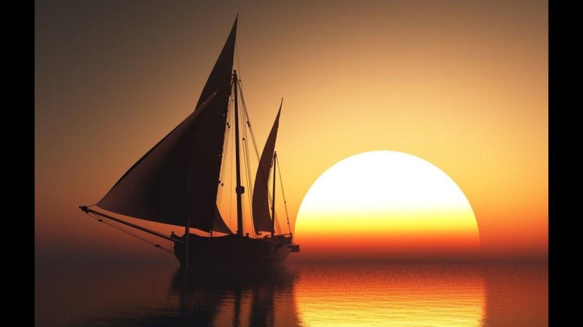 Корабль на закате