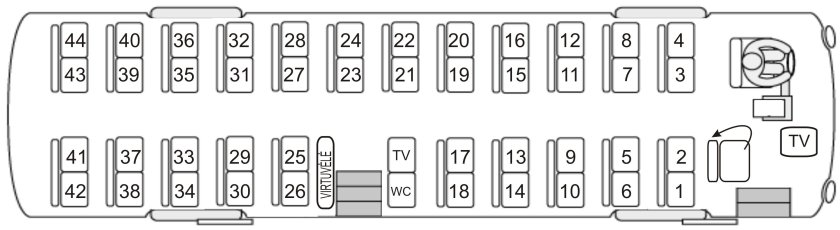 Автобус Ютонг 51 места схема рассадки