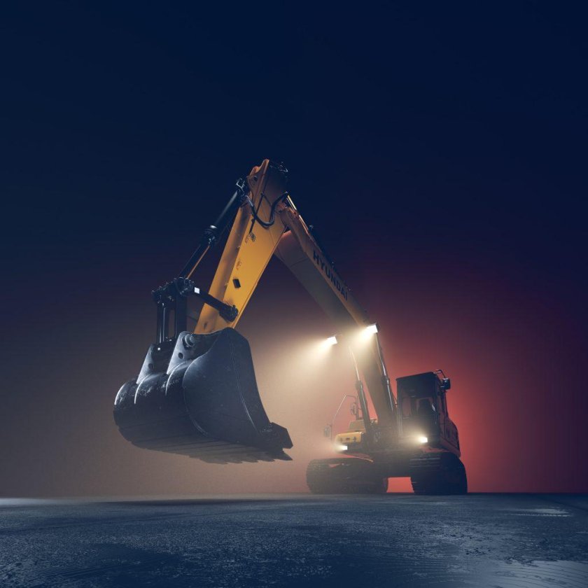 Экскаватор ночью