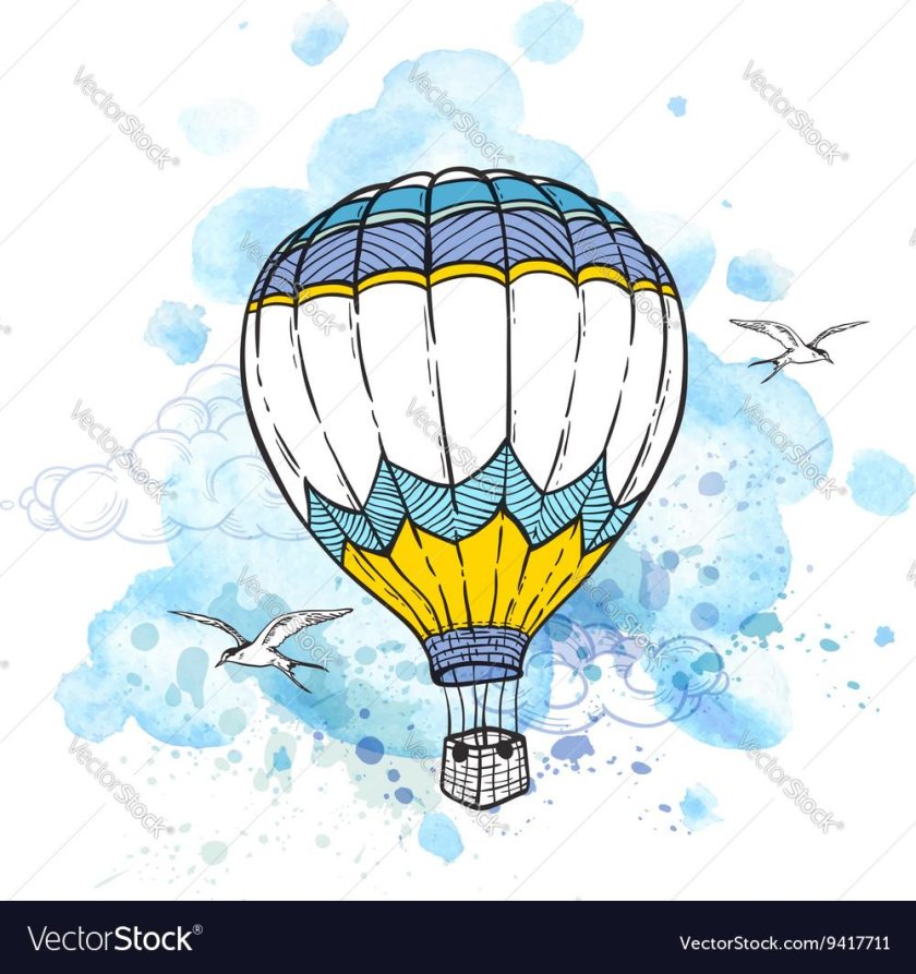 Векторный воздушный шар с корзиной