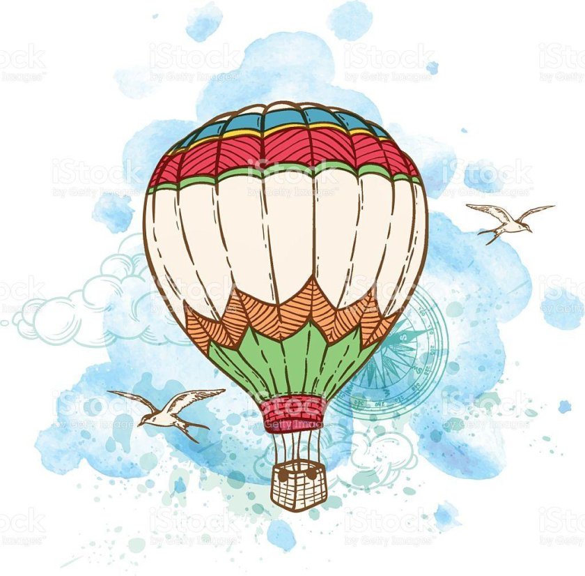 Акварельный воздушный шар