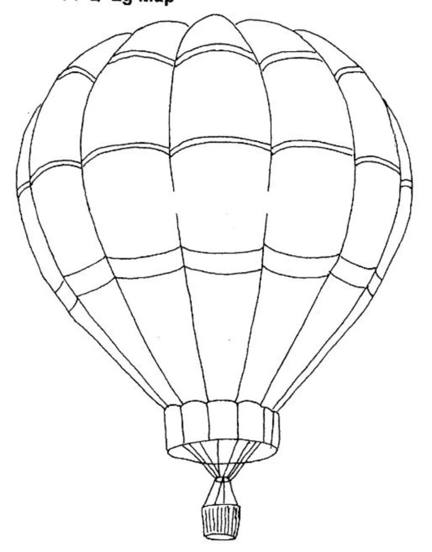 Воздушный шар с корзиной трафарет