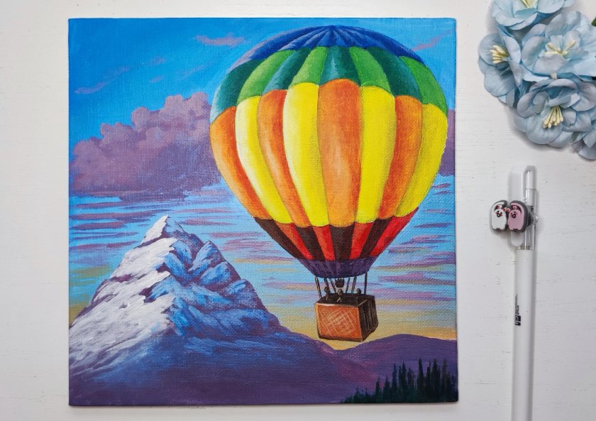 Воздушный шар гуашью