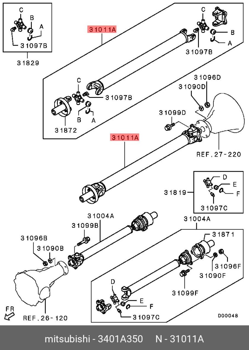 Передний кардан Паджеро 2