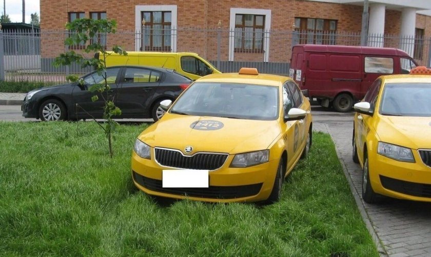 Парковка на газоне такси
