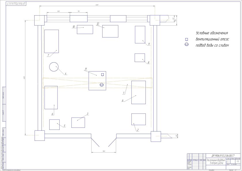 Схема ремонтного цеха тракторов гаража
