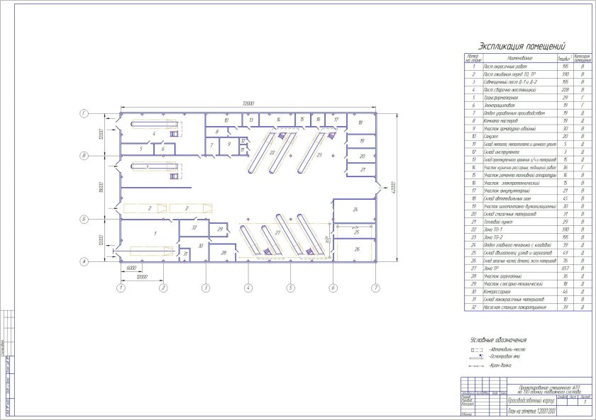 Производственный корпус АТП чертеж