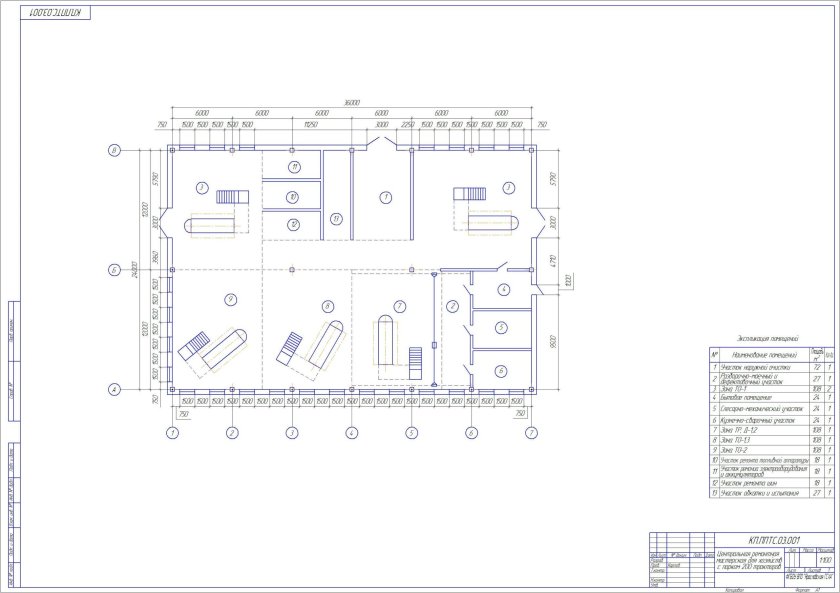 Планировка машинно-тракторного цеха
